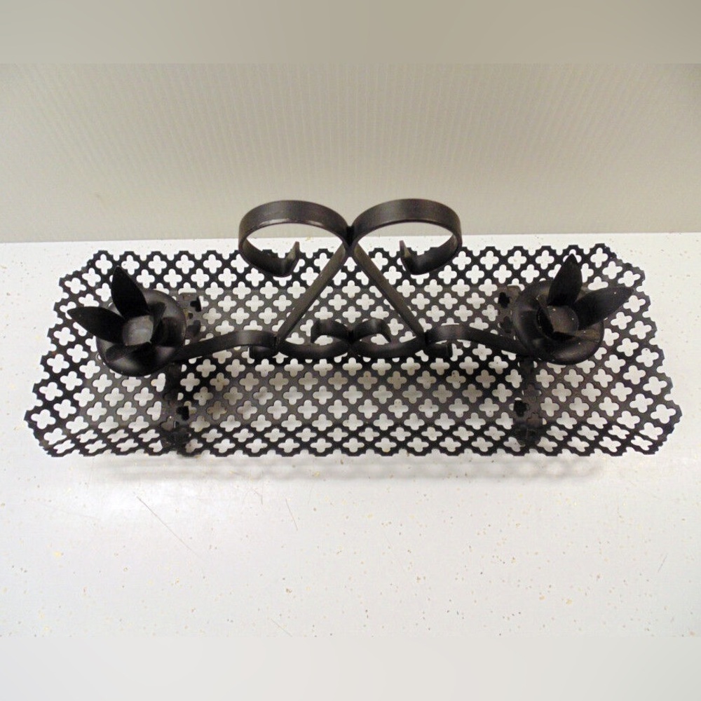 Vintage HOMCO Green METAL CANDELABRA Candle Holder (70s 80s)